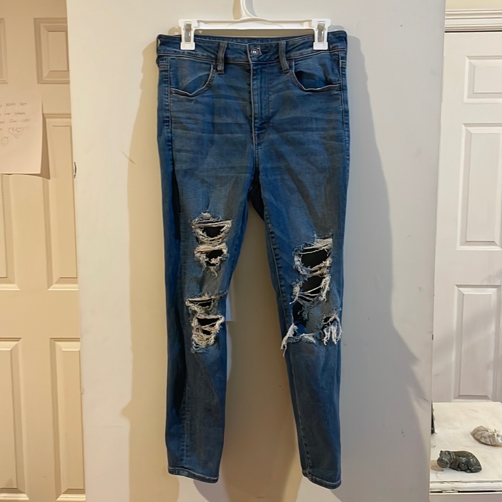 American eagle next level stretch jeans with rips size 12 short